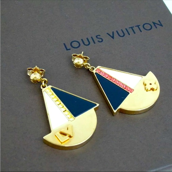 Authentic LOUIS VUITTON Brookdreil Float Your Boat earring metal W/ box - Picture 10 of 11
